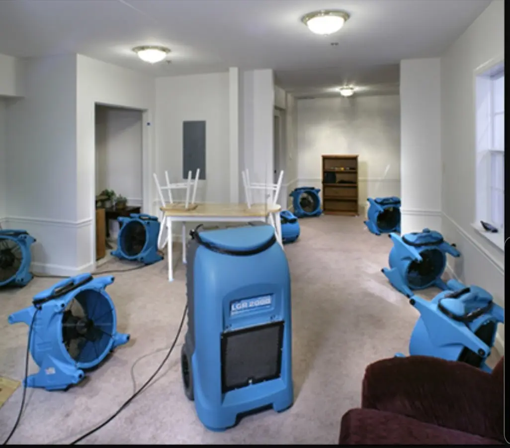 Air movers and dehumidifier setup for Water Extraction & Removal in Shorewood