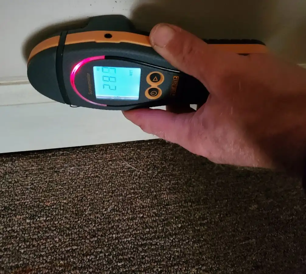 Moisture detection at baseboard during Burst Pipe Cleanup in Shorewood